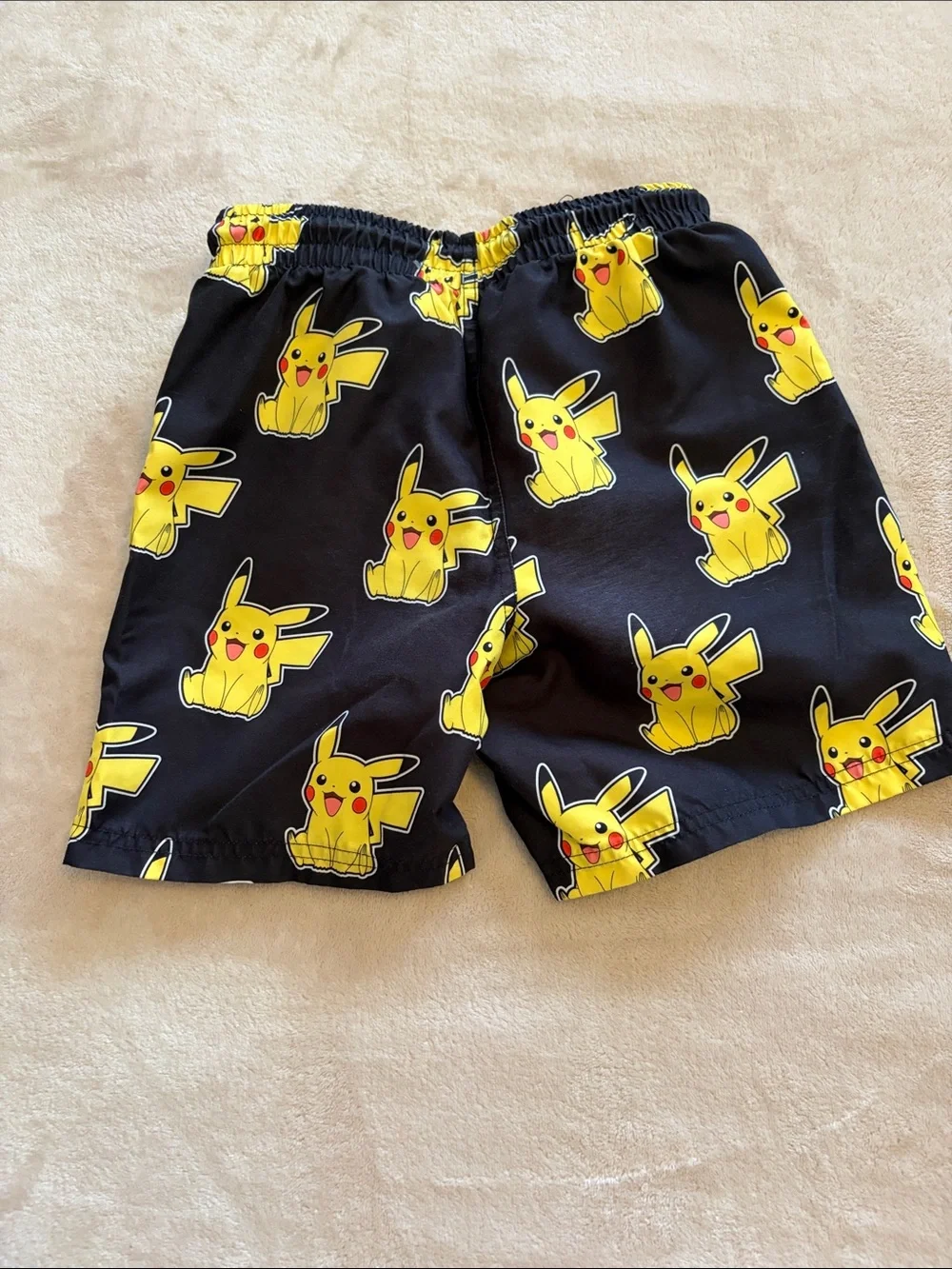 Black Pikachu Swim Shorts for Kids - Yellow Character Print